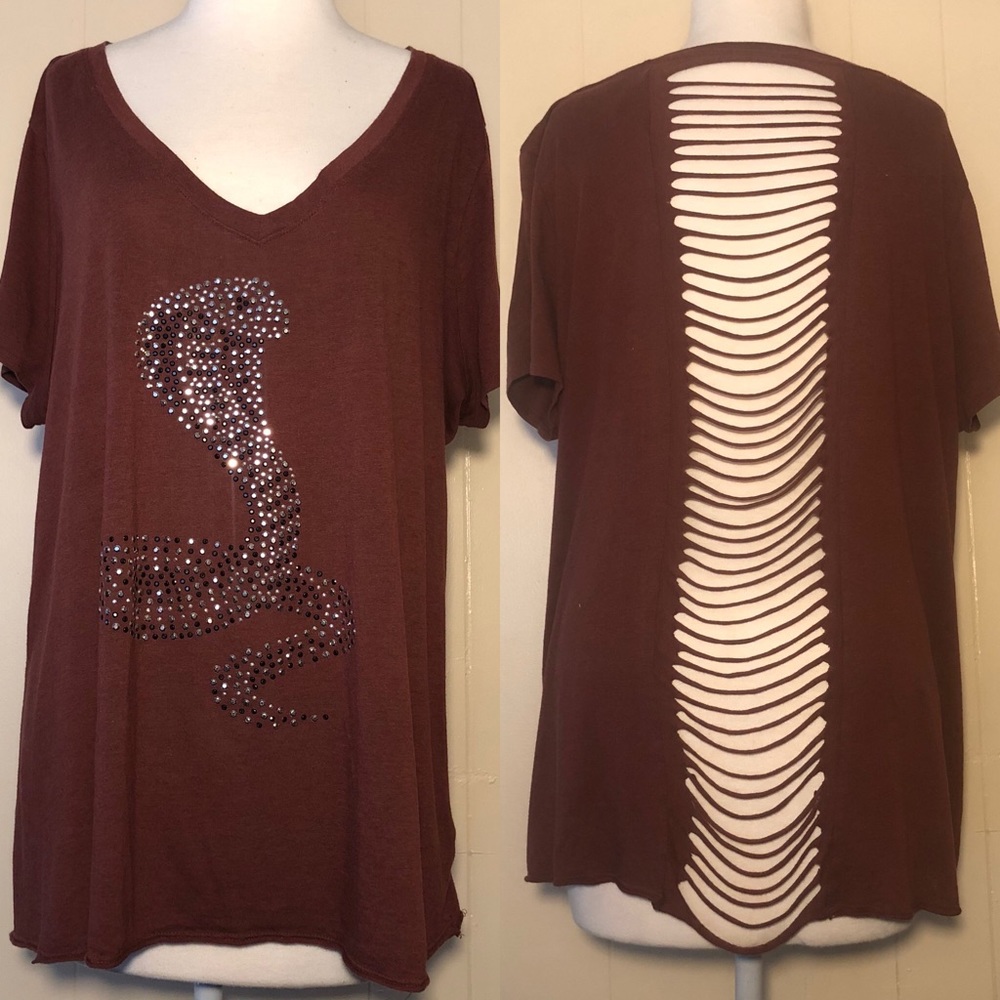 Rock & Republic XL Studded Cobra Distressed Top